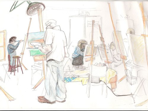 The rest of them actually painting the model