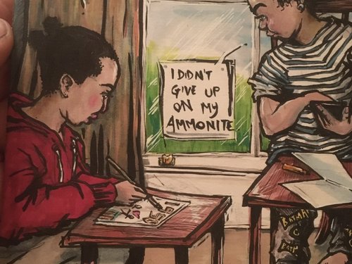 Amelia and Phee making cards for Uncle Paul